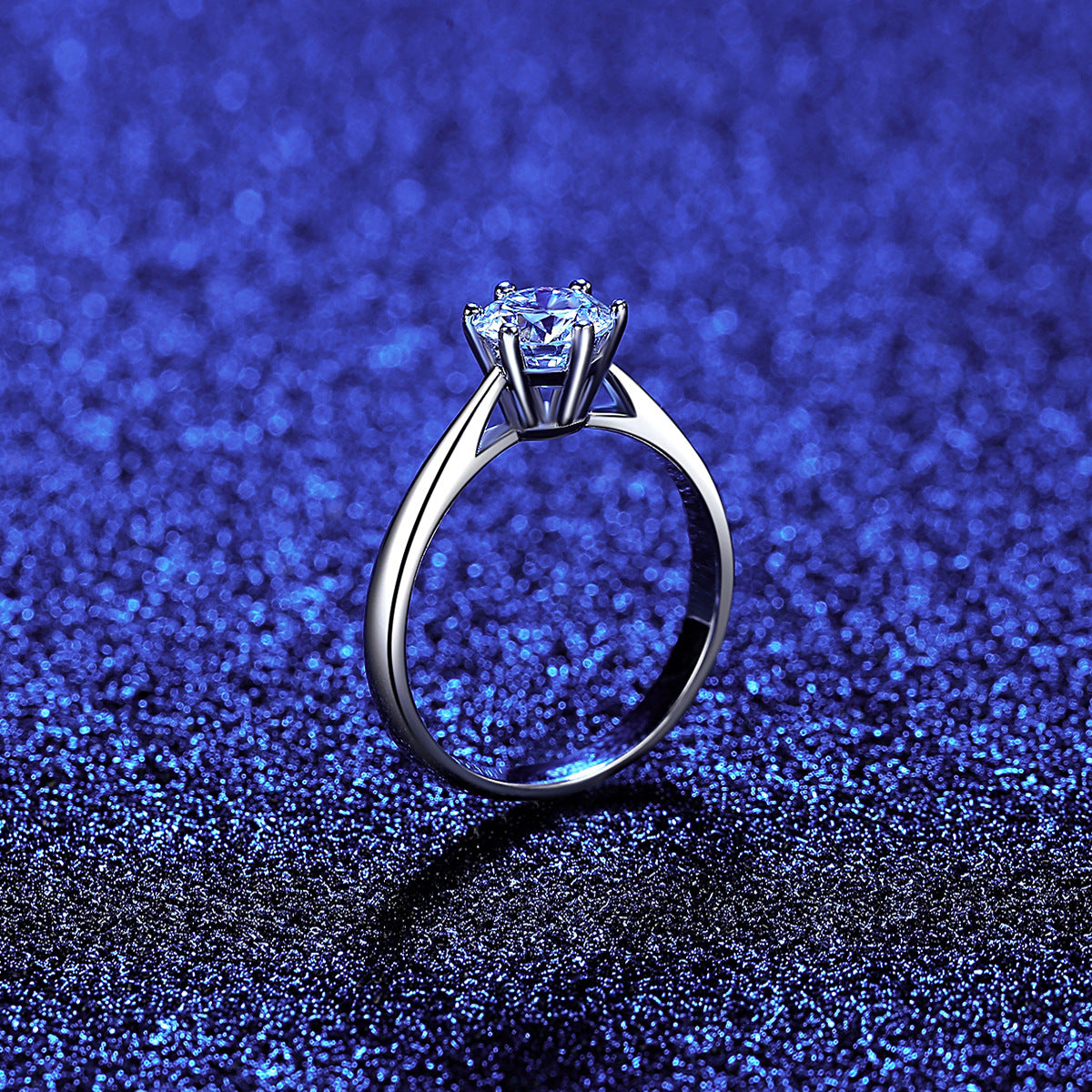 Wholesale S925 silver ring Korean style six-claw simulated diamond, simple jewelry