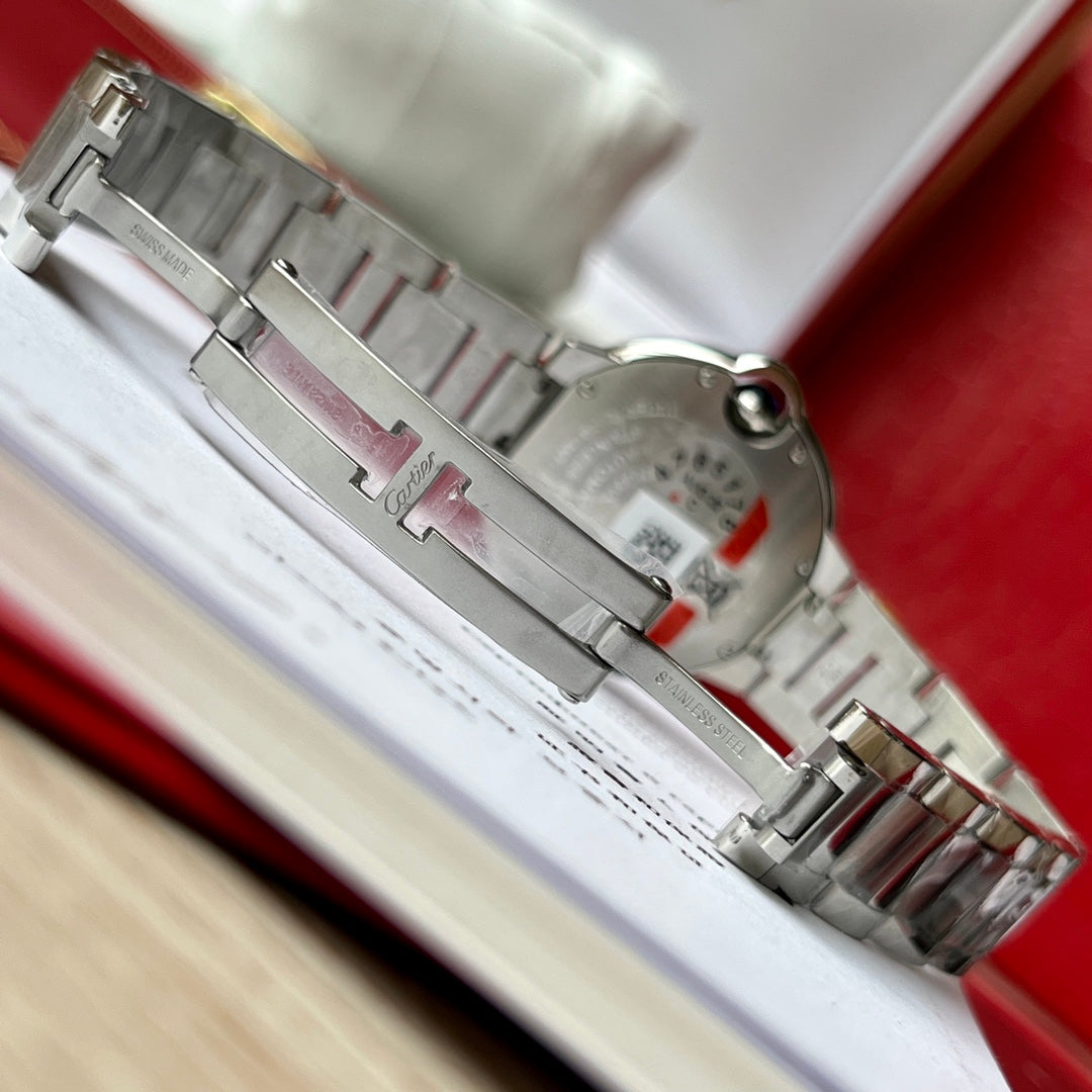 Cartier watch with sapphire crystal face and blue balloon design