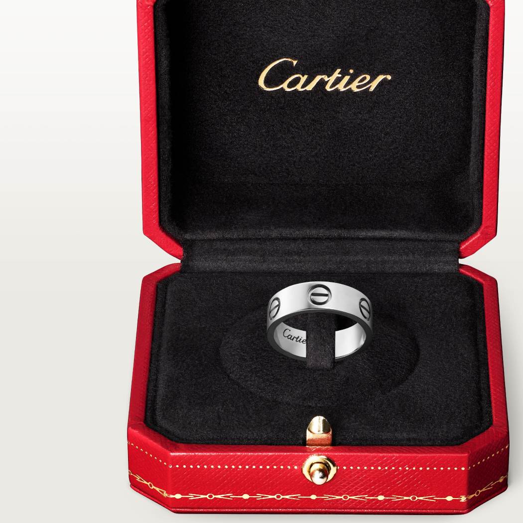 Cartier 18K white gold classic LOVE ring 5mm wide without diamonds