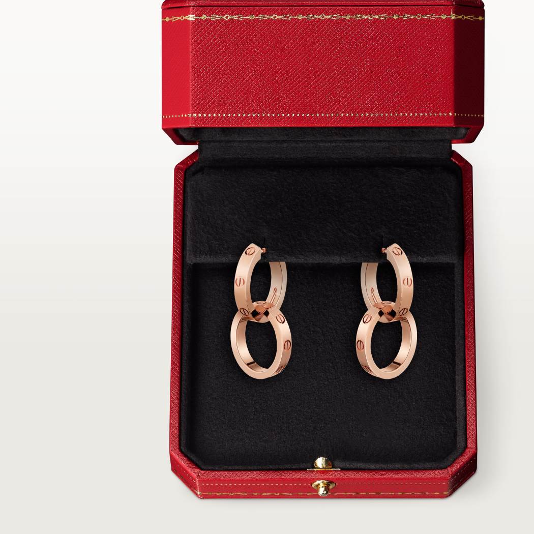Cartier 18K rose gold LOVE round 2-ring earrings without diamonds