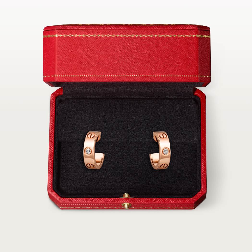 Cartier 18K rose gold LOVE round 2-diamond earrings