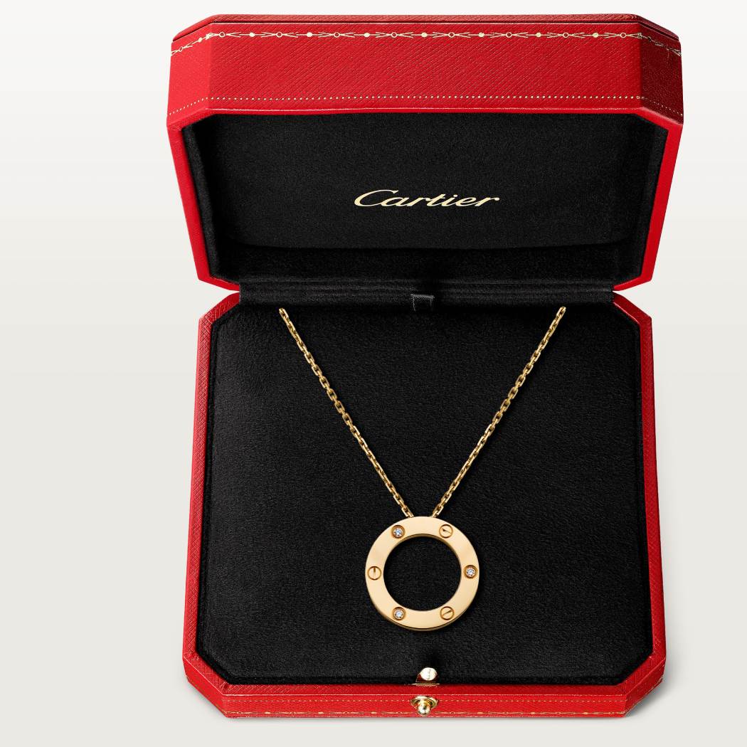 Cartier 18K gold LOVE 3 diamond Pendant necklace