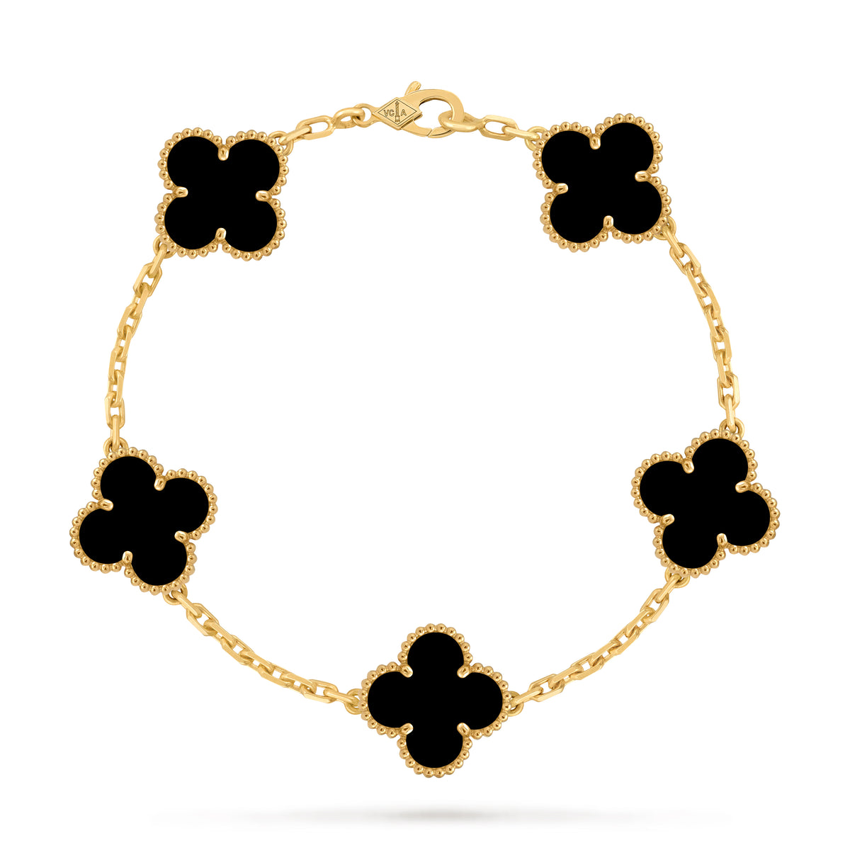 VCA Four-leaf Clover 5-flower bracelet in gold with black mother-of-pearl