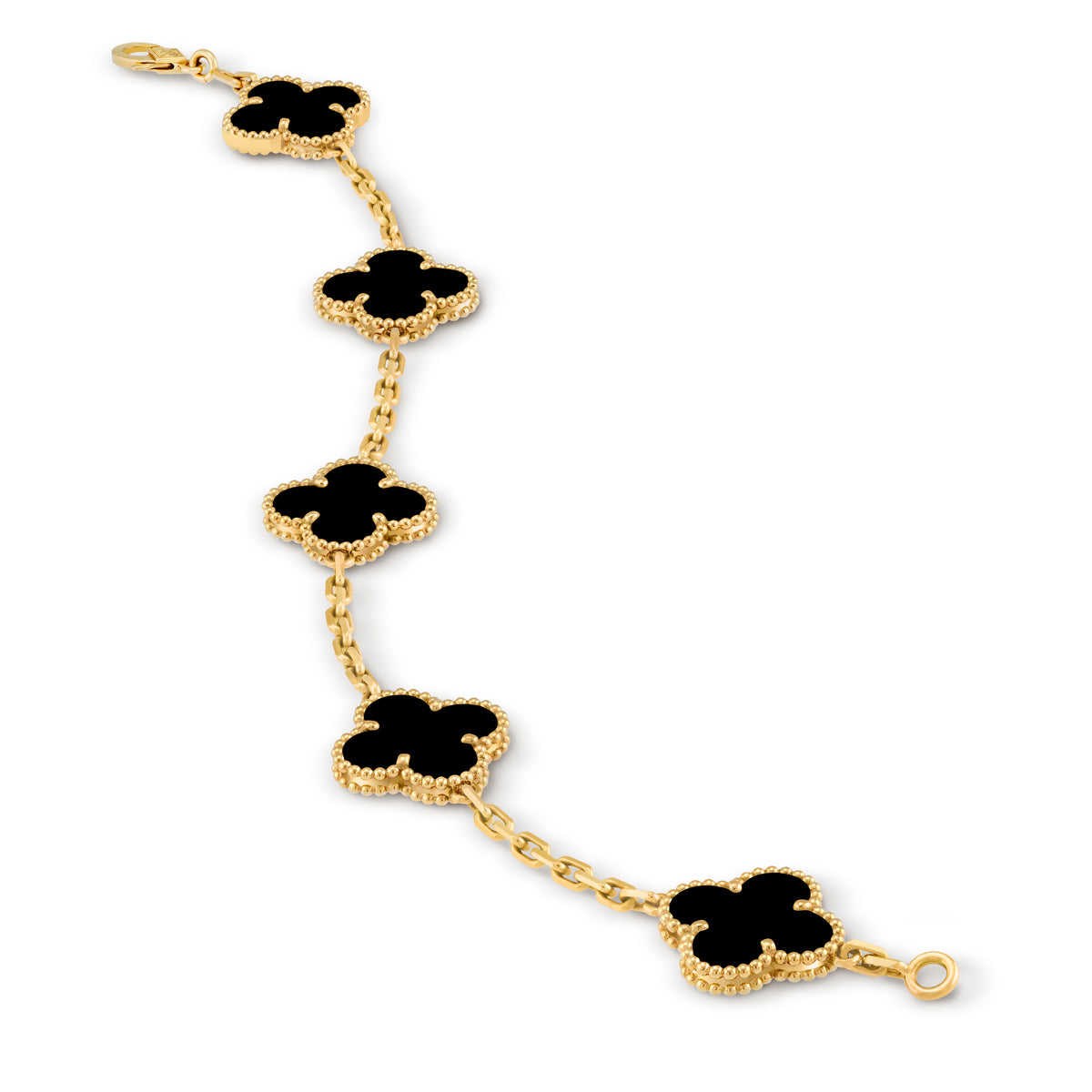 VCA Four-leaf Clover 5-flower bracelet in gold with black mother-of-pearl