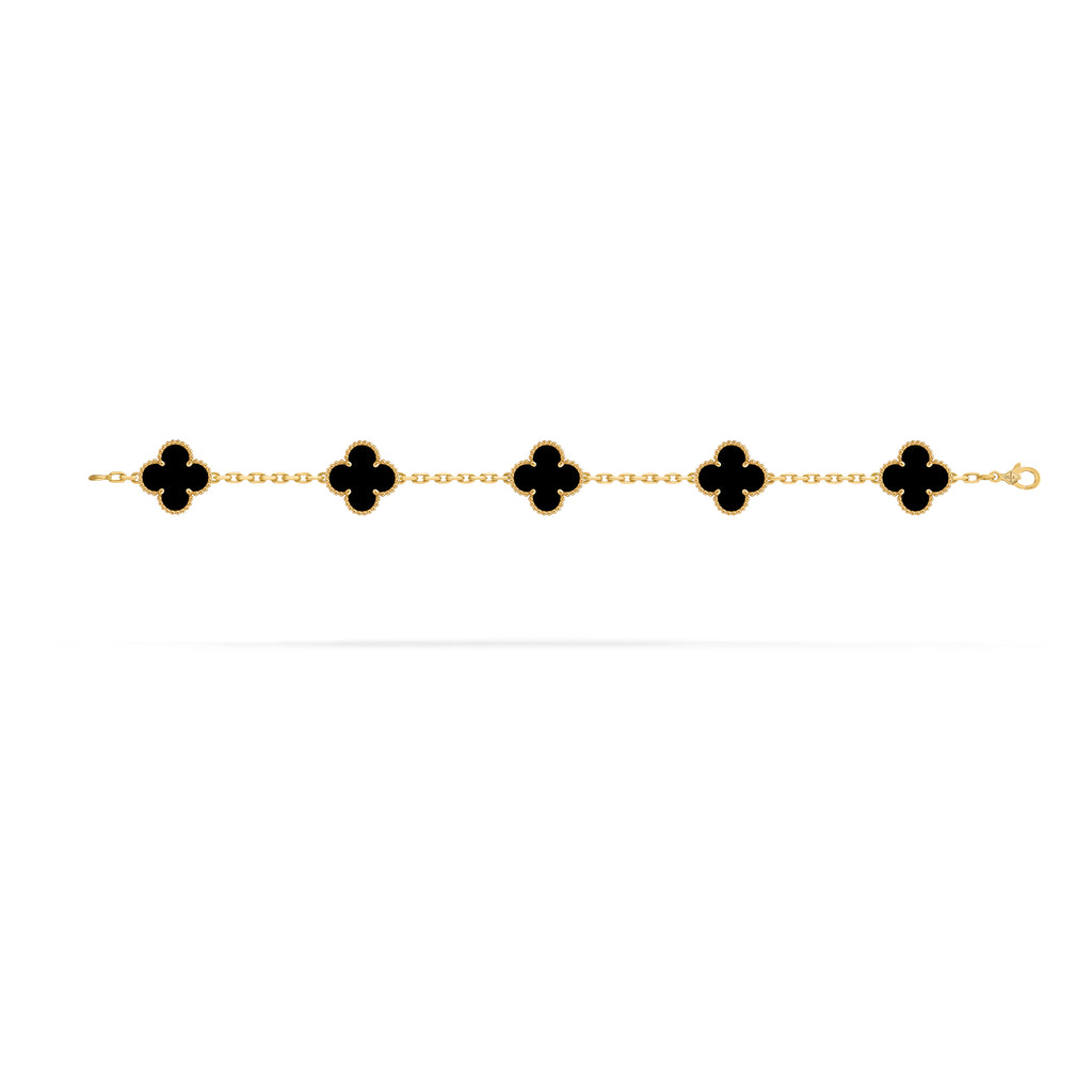 VCA Four-leaf Clover 5-flower bracelet in gold with black mother-of-pearl