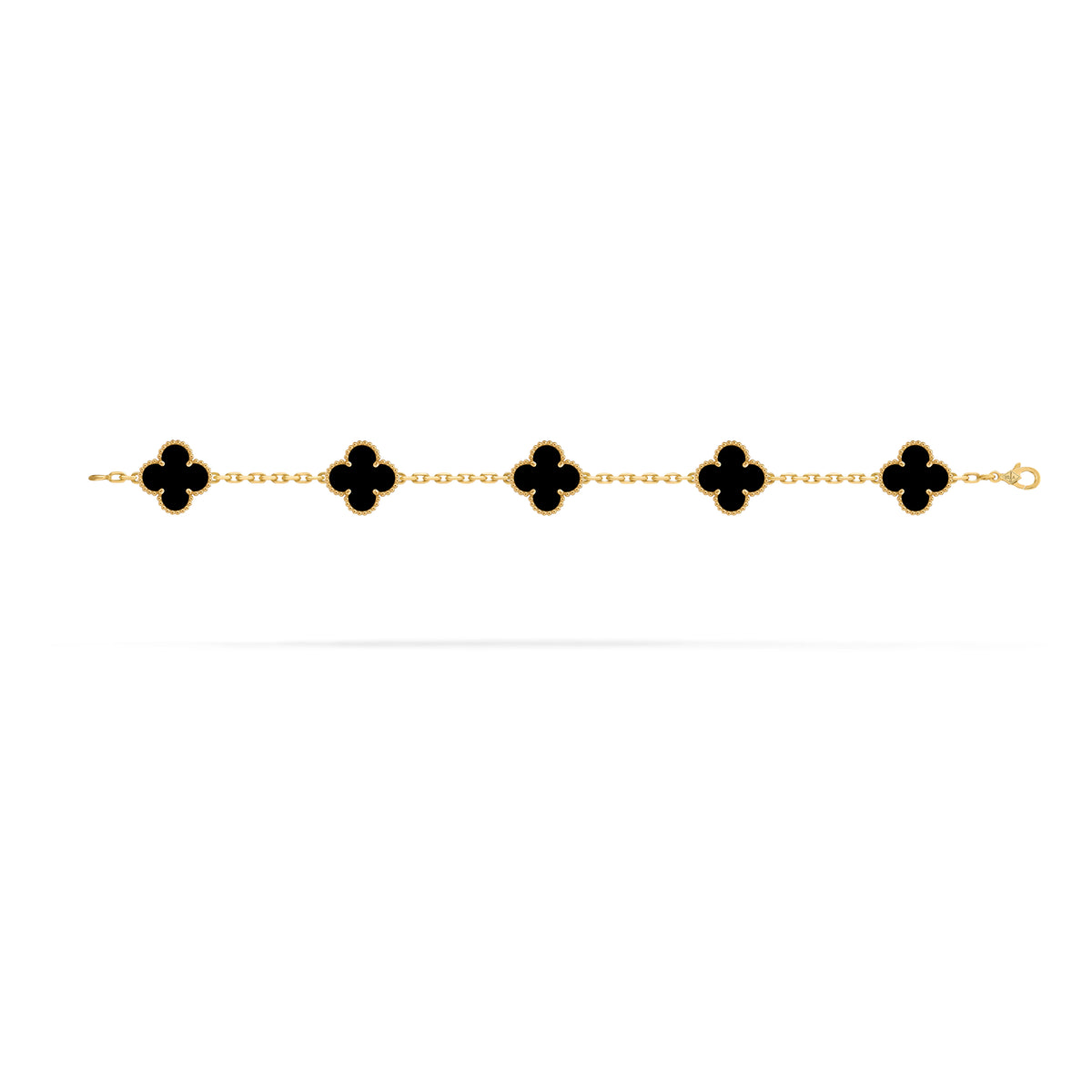 VCA Four-leaf Clover 5-flower bracelet in gold with black mother-of-pearl