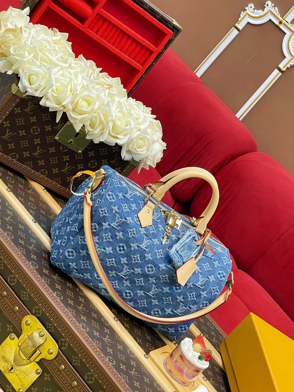 Louis Vuitton Monogram Denim Speedy 30 Bandoulière – Iconic Blue Handbag with Detachable Strap