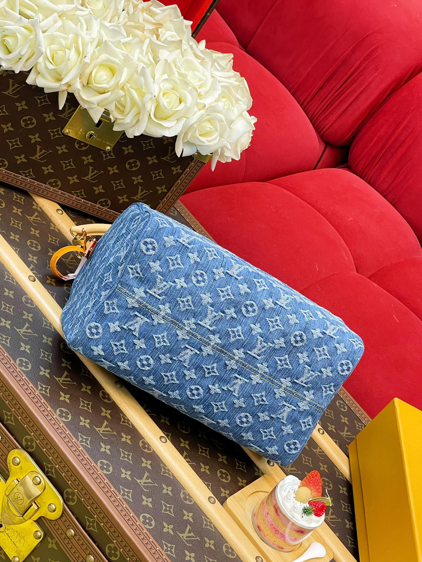 Louis Vuitton Monogram Denim Speedy 30 Bandoulière – Iconic Blue Handbag with Detachable Strap