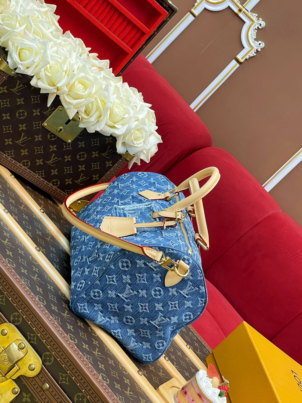 Louis Vuitton Monogram Denim Speedy 30 Bandoulière – Iconic Blue Handbag with Detachable Strap