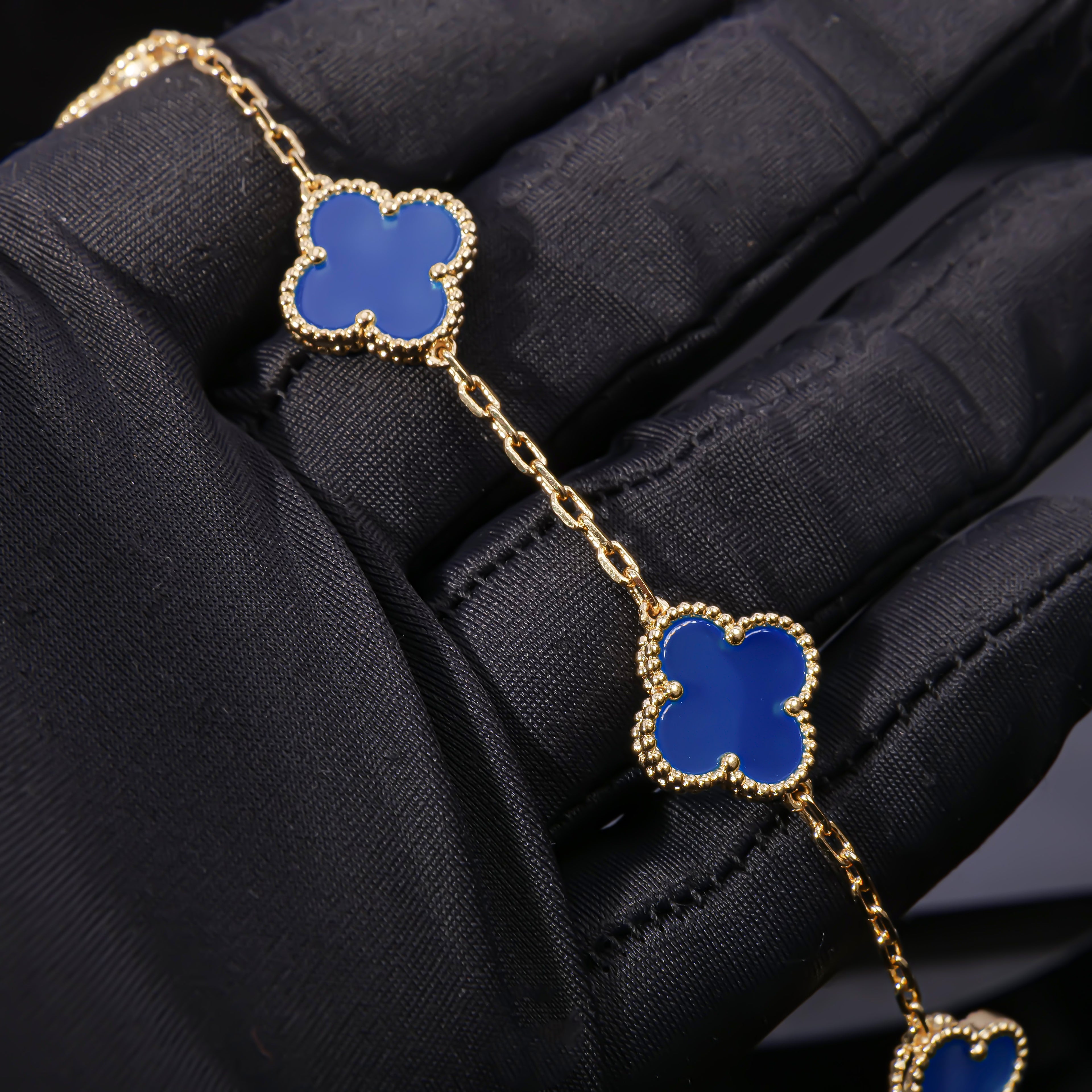 VCA Azure Alhambra - Blue Agate Statement Bracelet