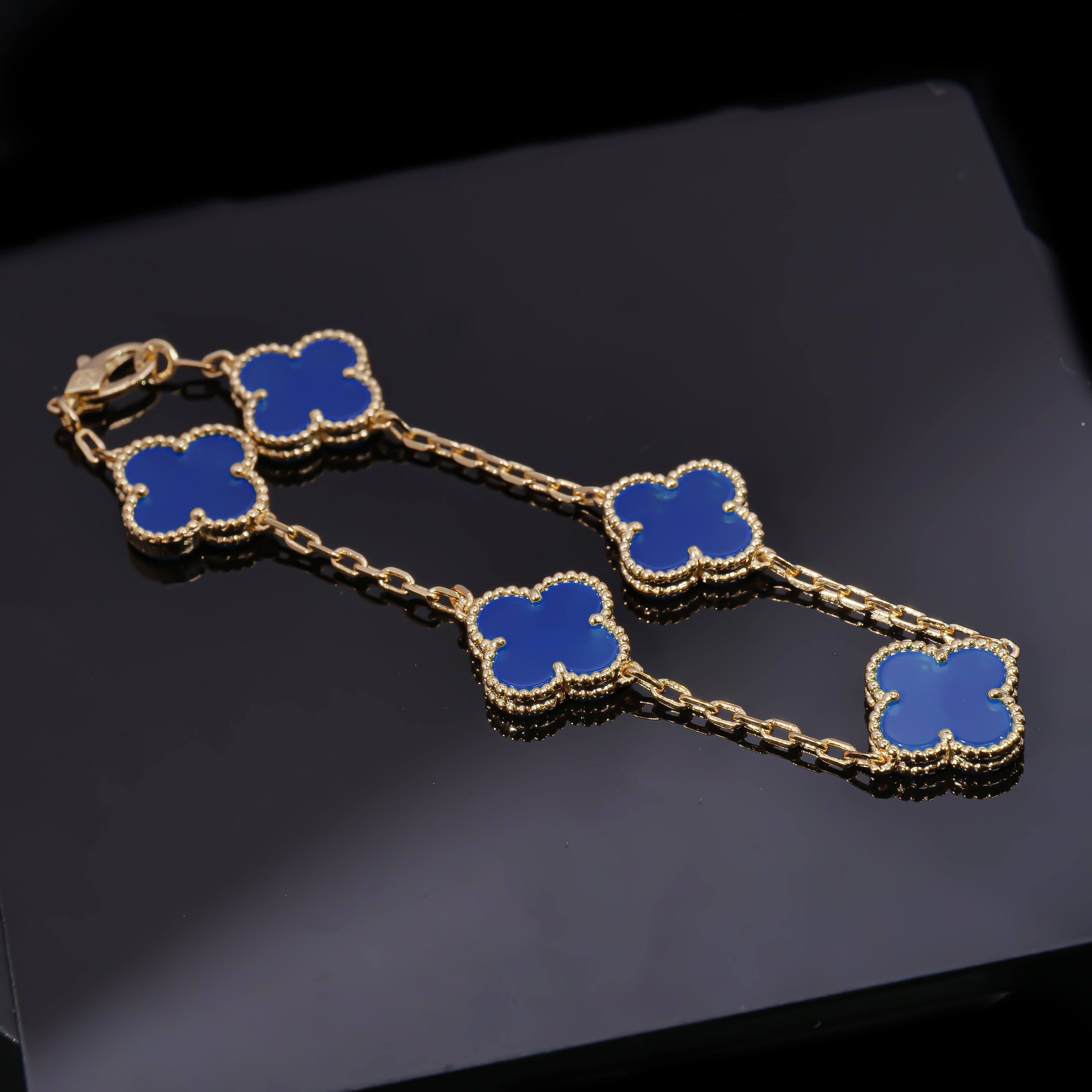 VCA Azure Alhambra - Blue Agate Statement Bracelet