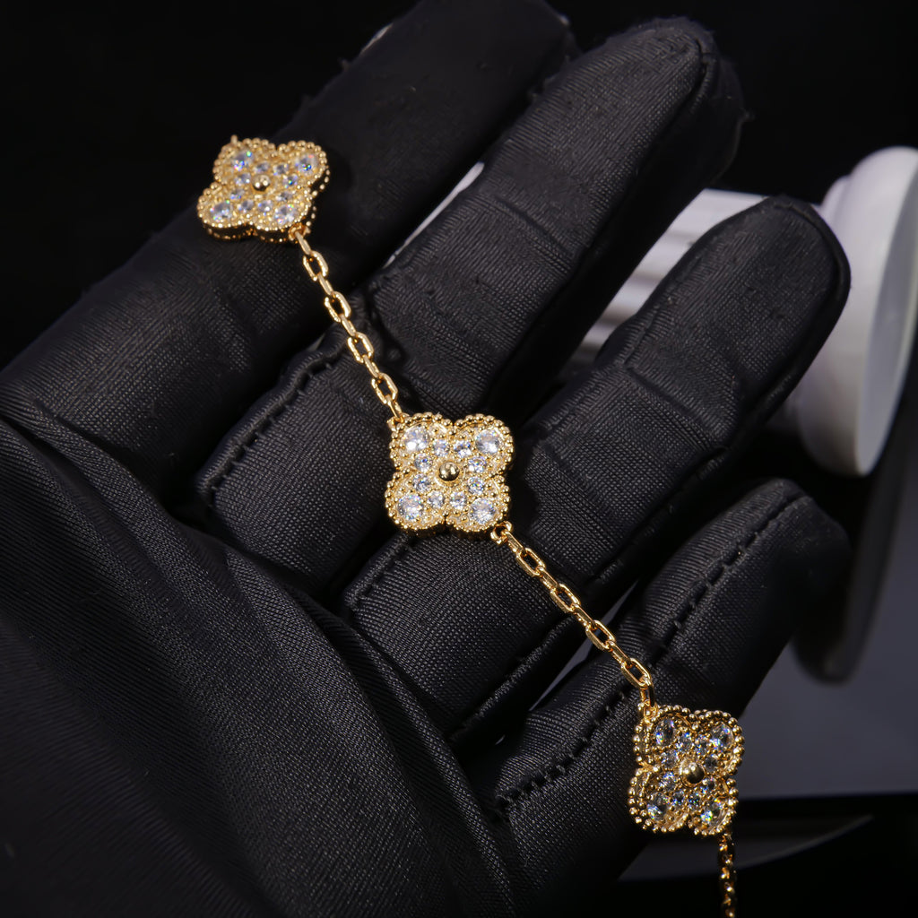 VCA Azure Alhambra - Blue Agate Statement Bracelet  Gilded Constellation - Diamond Accent Bracelet