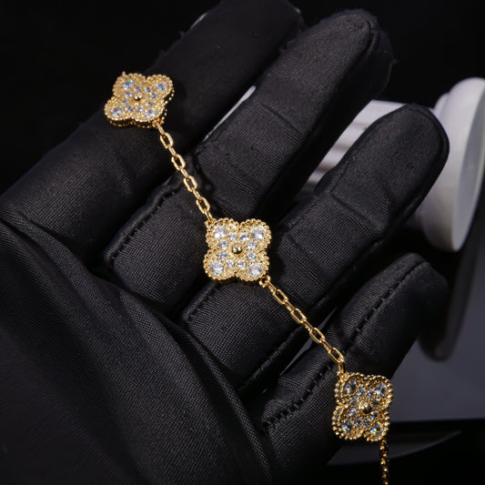 VCA Azure Alhambra - Blue Agate Statement Bracelet  Gilded Constellation - Diamond Accent Bracelet