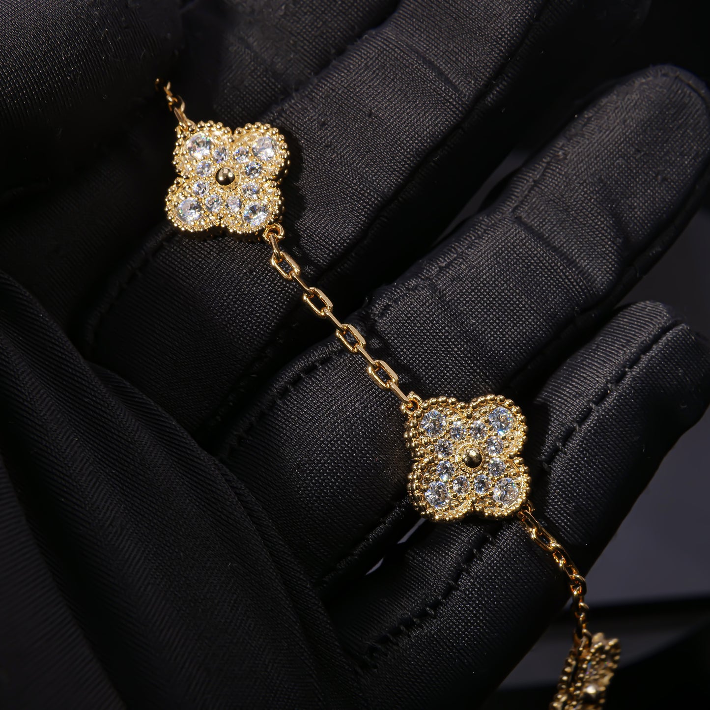 VCA Azure Alhambra - Blue Agate Statement Bracelet  Gilded Constellation - Diamond Accent Bracelet