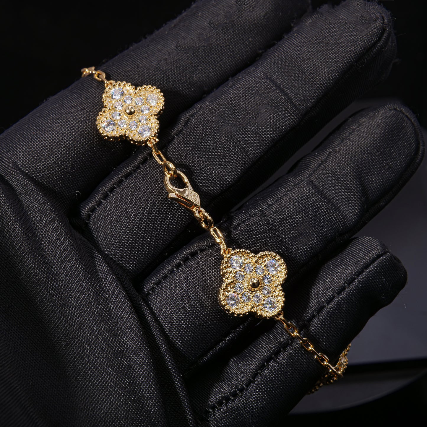 VCA Azure Alhambra - Blue Agate Statement Bracelet  Gilded Constellation - Diamond Accent Bracelet