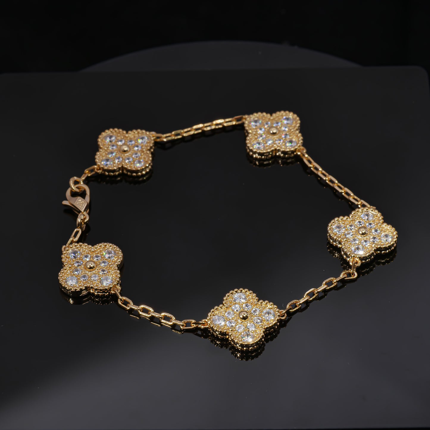 VCA Azure Alhambra - Blue Agate Statement Bracelet  Gilded Constellation - Diamond Accent Bracelet