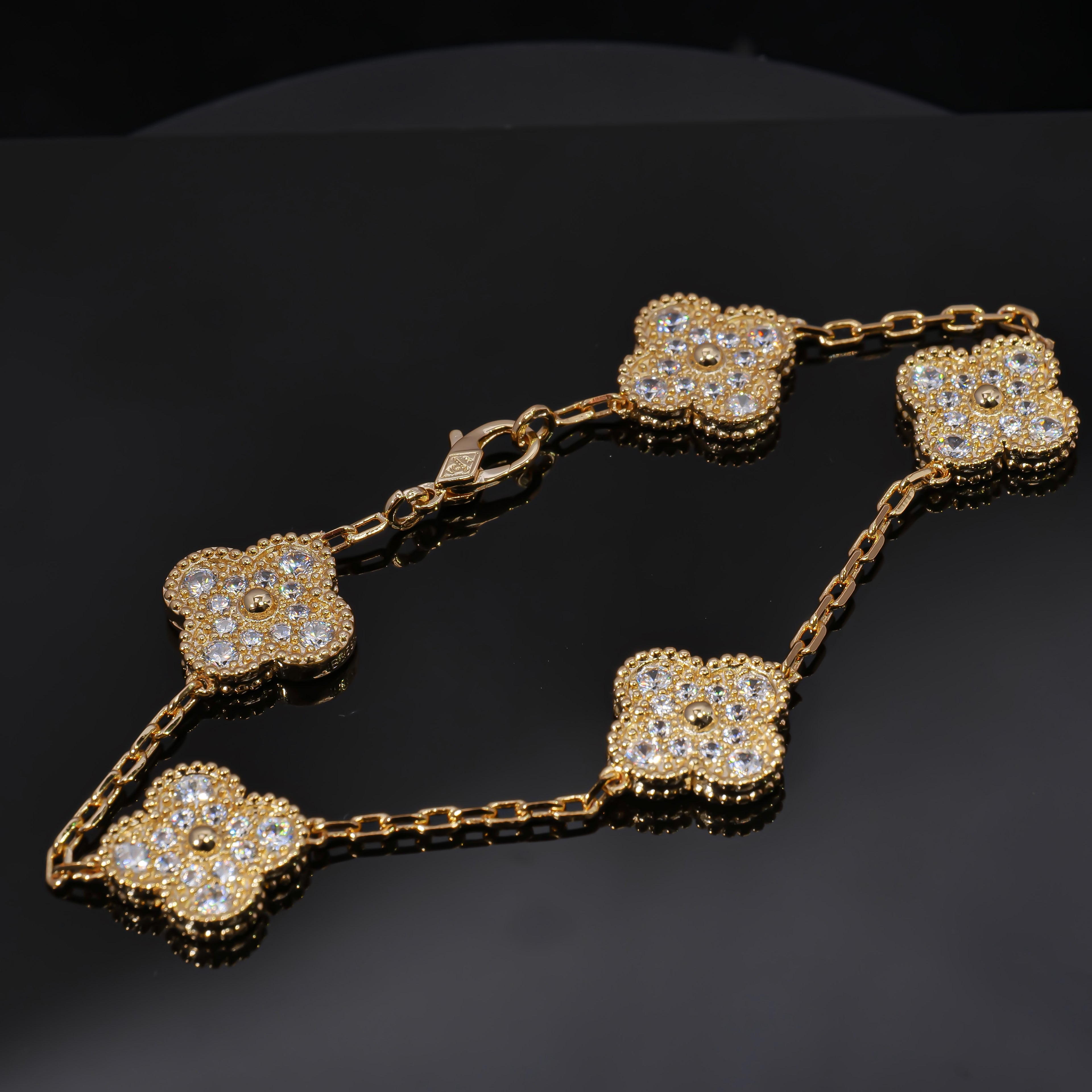 VCA Azure Alhambra - Blue Agate Statement Bracelet  Gilded Constellation - Diamond Accent Bracelet