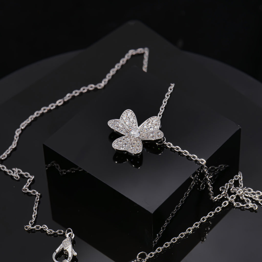 VCA Alhambra's Whisper - Gold Clover Stud Earrings  Moonlit Alhambra - Silver Clover Pendant Necklace