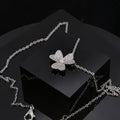 VCA Alhambra's Whisper - Gold Clover Stud Earrings  Moonlit Alhambra - Silver Clover Pendant Necklace