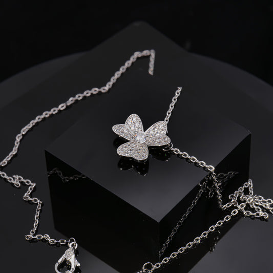 VCA Alhambra's Whisper - Gold Clover Stud Earrings  Moonlit Alhambra - Silver Clover Pendant Necklace