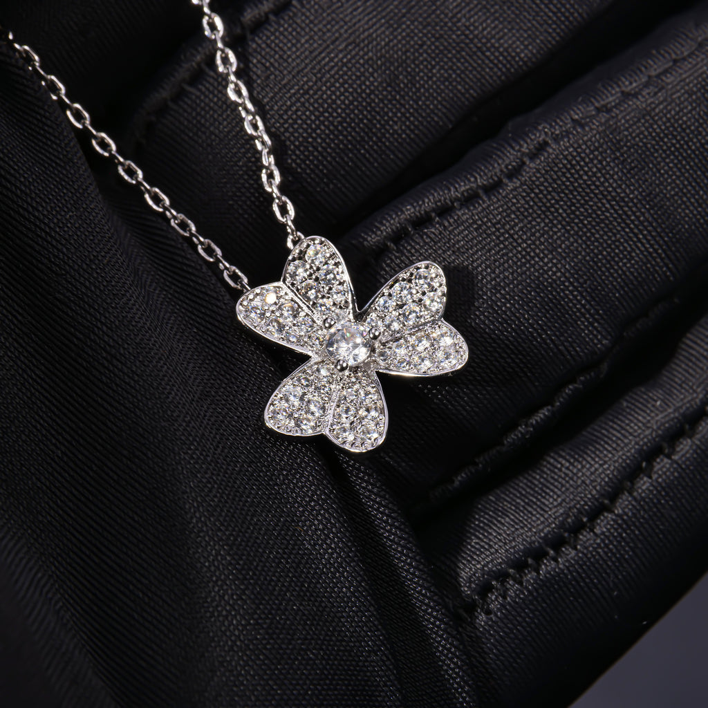 VCA Alhambra's Whisper - Gold Clover Stud Earrings  Moonlit Alhambra - Silver Clover Pendant Necklace