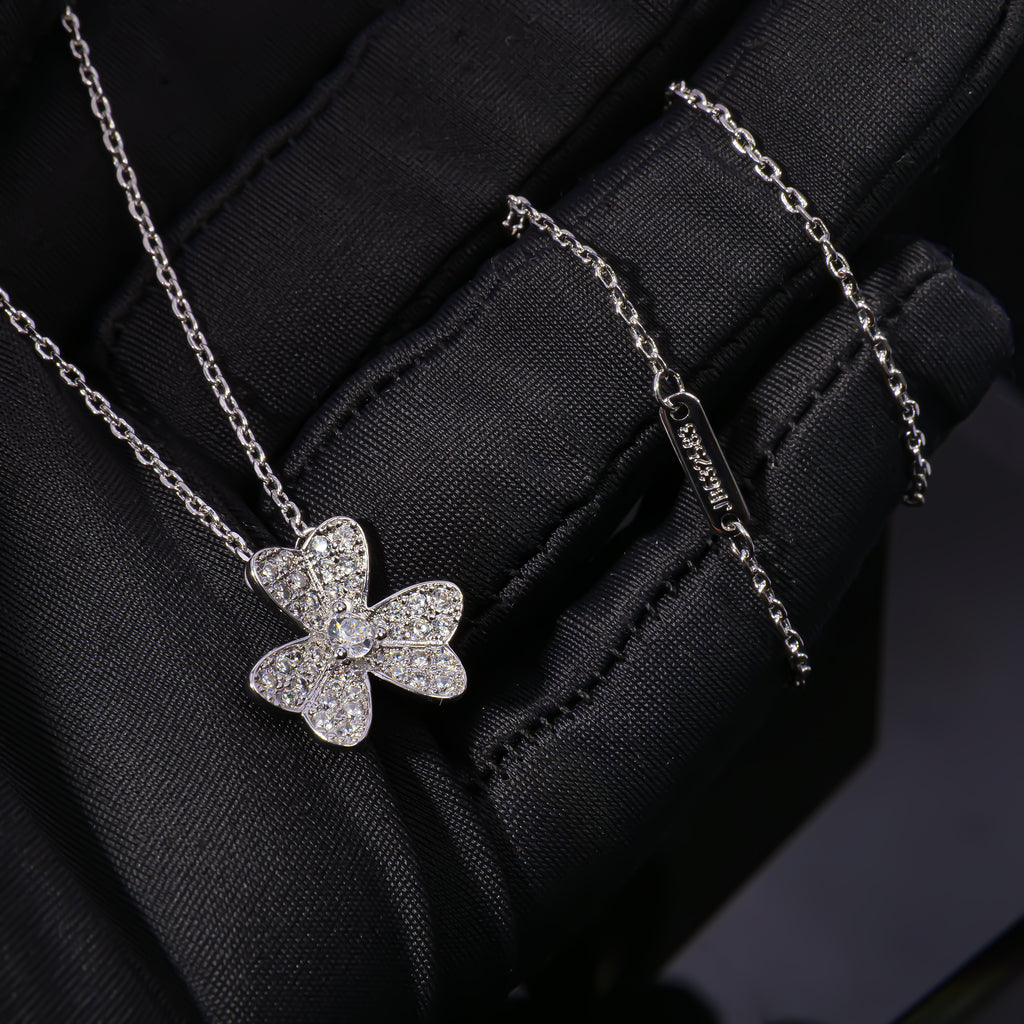 VCA Alhambra's Whisper - Gold Clover Stud Earrings  Moonlit Alhambra - Silver Clover Pendant Necklace