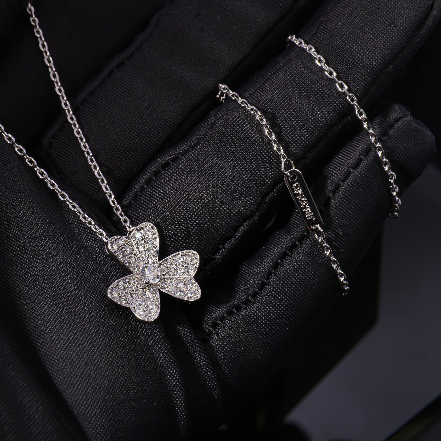 VCA Alhambra's Whisper - Gold Clover Stud Earrings  Moonlit Alhambra - Silver Clover Pendant Necklace