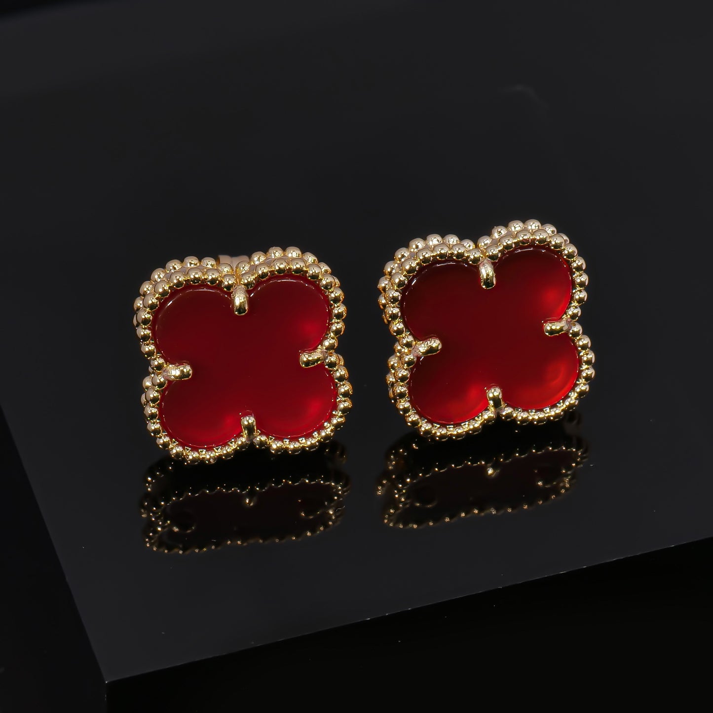 VCA Luminous Red Elegance - Van Cleef Inspired Gemstone Earrings