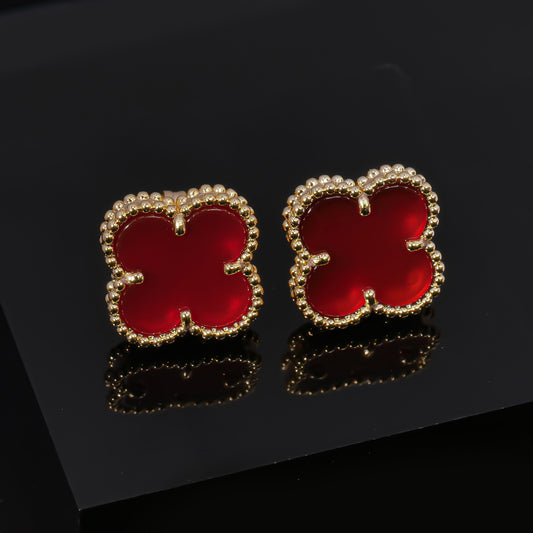 VCA Luminous Red Elegance - Van Cleef Inspired Gemstone Earrings