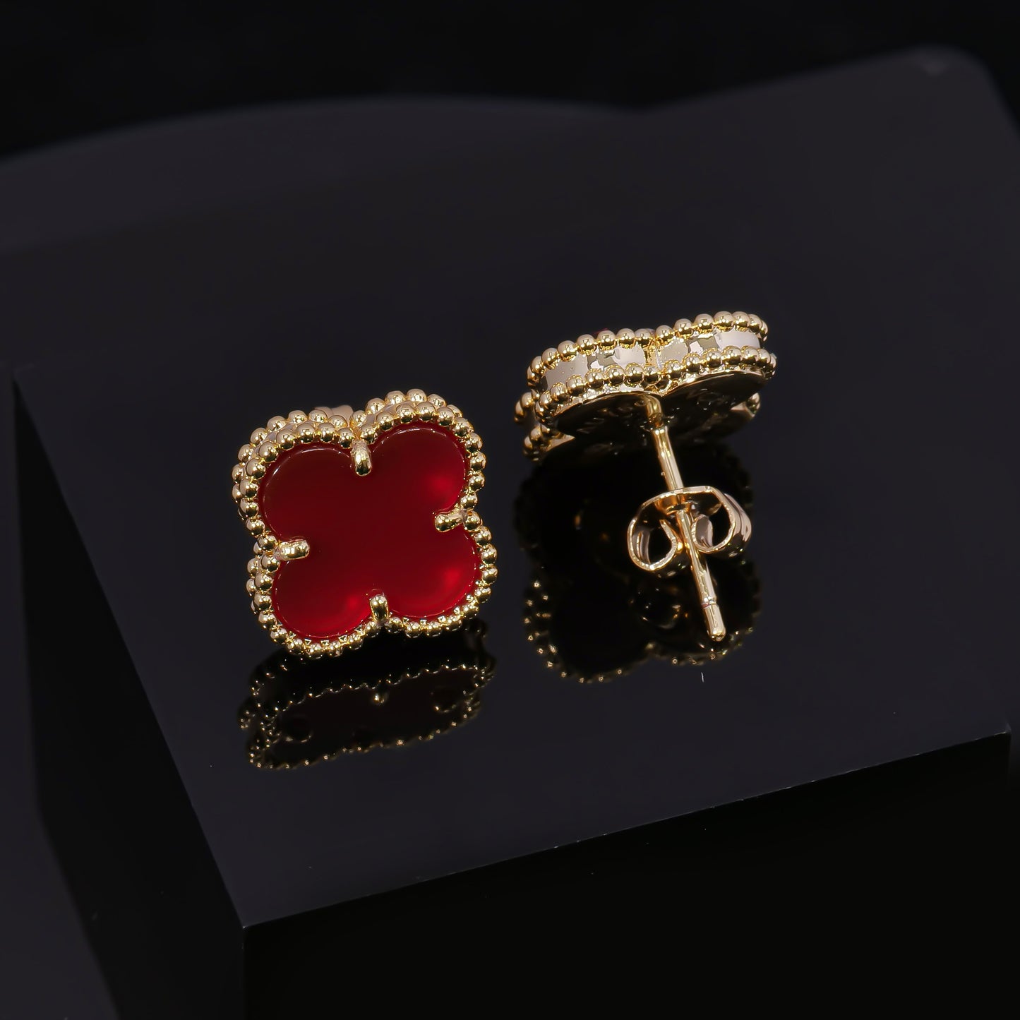 VCA Luminous Red Elegance - Van Cleef Inspired Gemstone Earrings