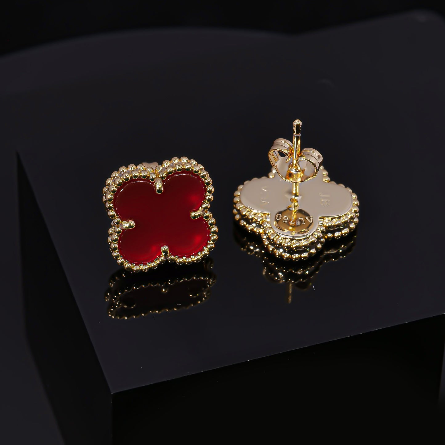 VCA Luminous Red Elegance - Van Cleef Inspired Gemstone Earrings