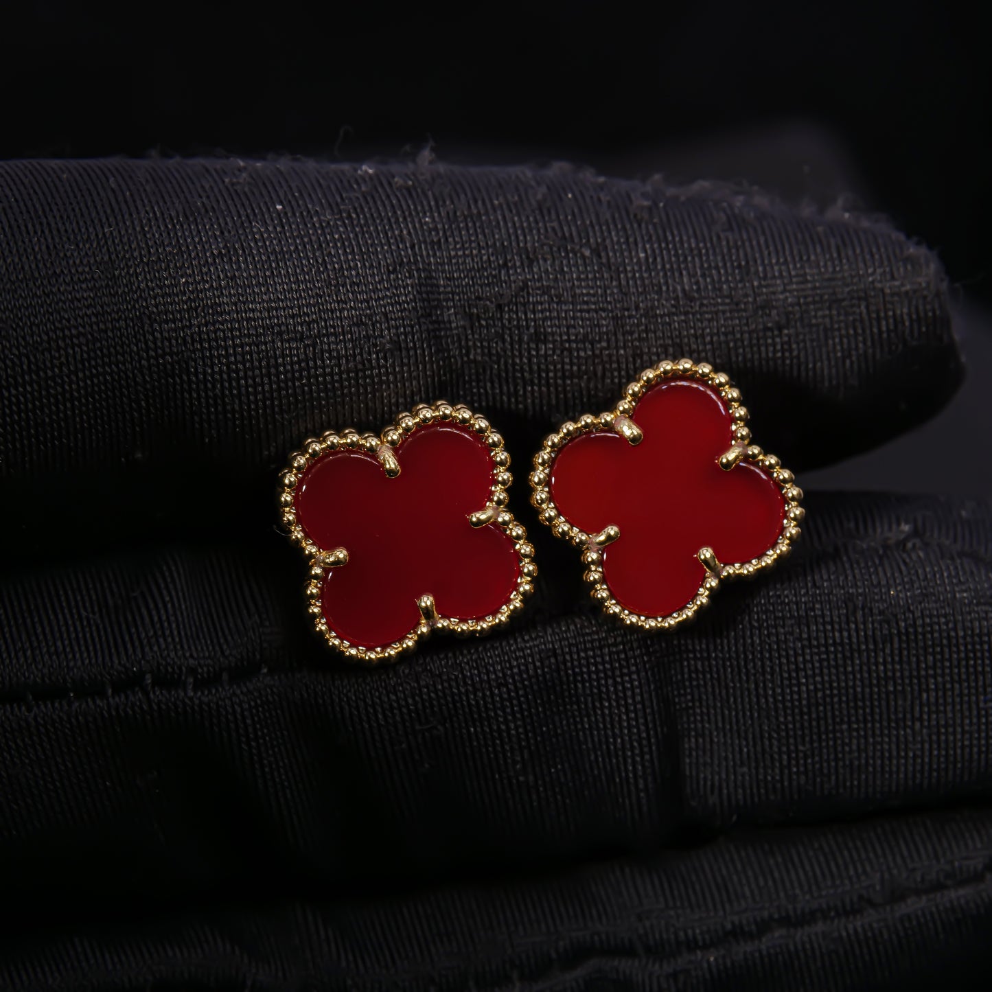 VCA Luminous Red Elegance - Van Cleef Inspired Gemstone Earrings