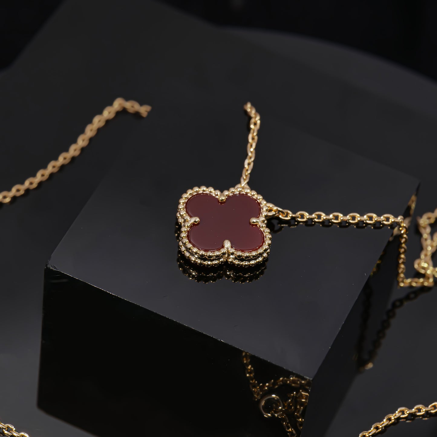 VCA red agate pendant luxury rose gold high-end necklace