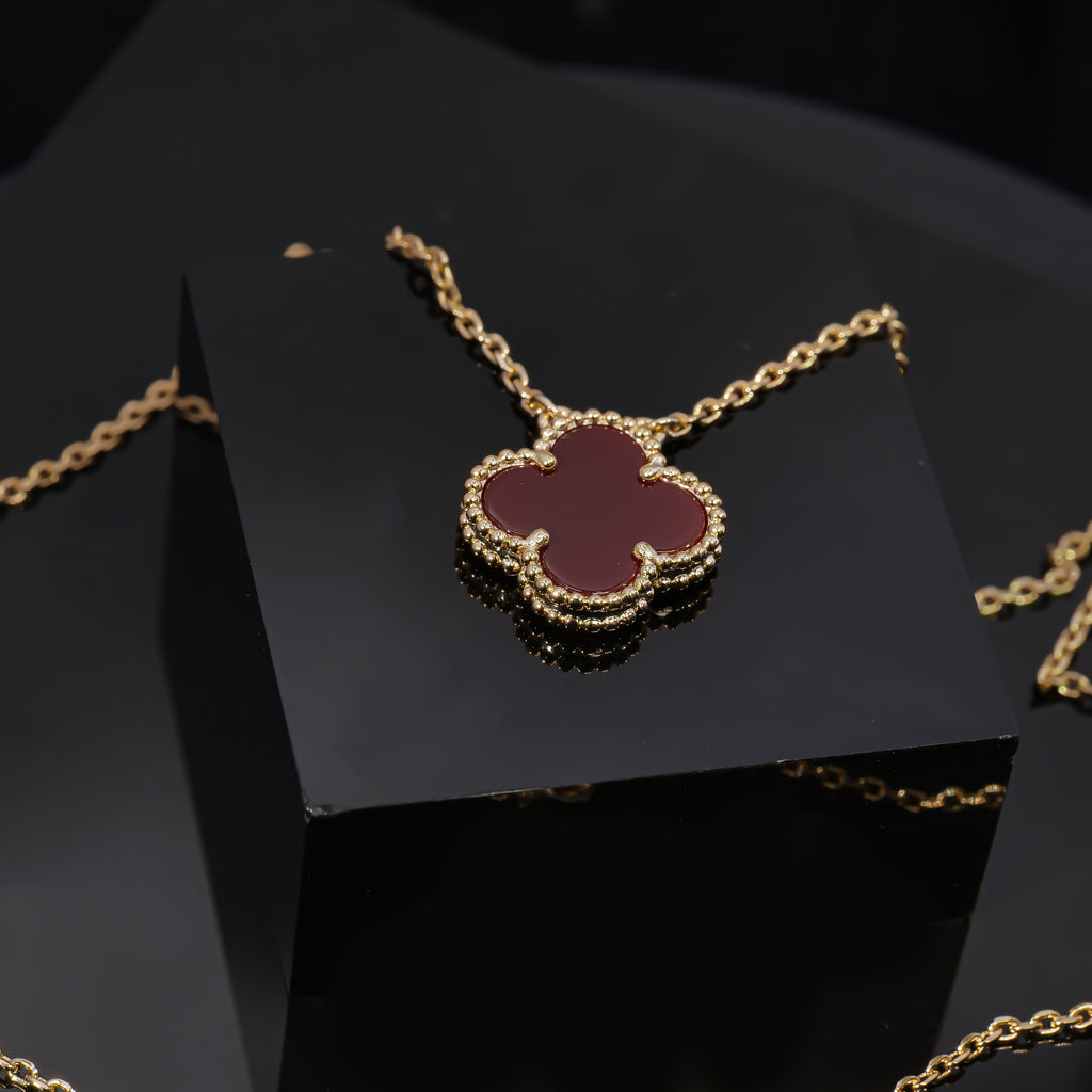 VCA red agate pendant luxury rose gold high-end necklace