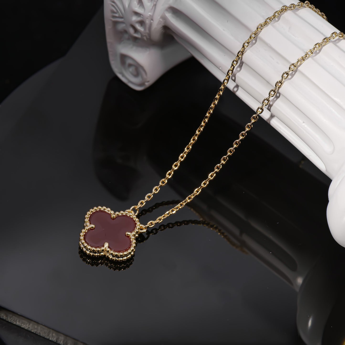 VCA red agate pendant luxury rose gold high-end necklace