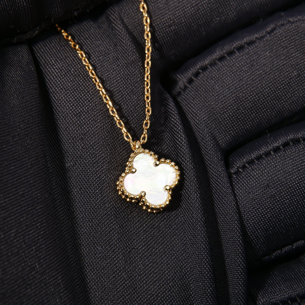 Fashionable single-flower pendant, white mother-of-pearl gilded luxury VCA women's pendant