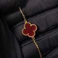Fashionable single-flower red mother-of-pearl lady gold-plated VCA bracelet