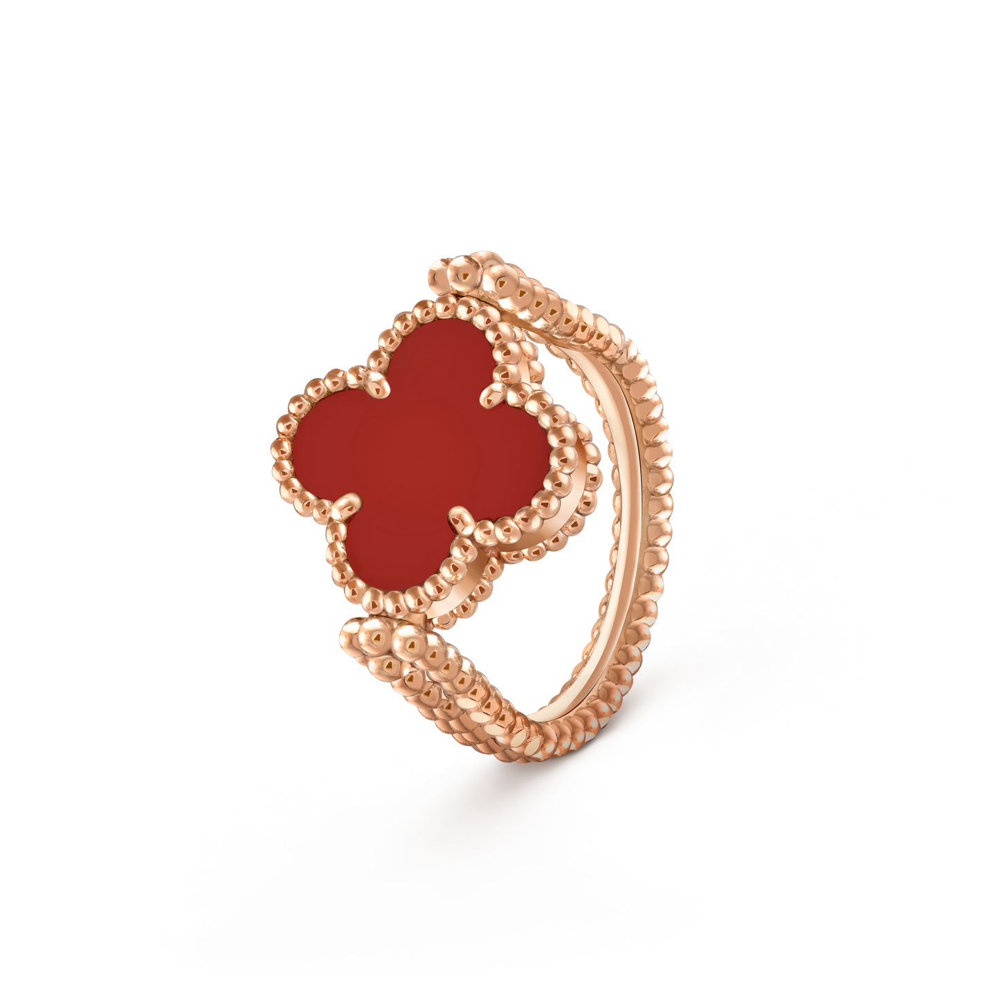 VCA rose gold ring Carnelian U-shaped Reversible ring Vintage Alhambra