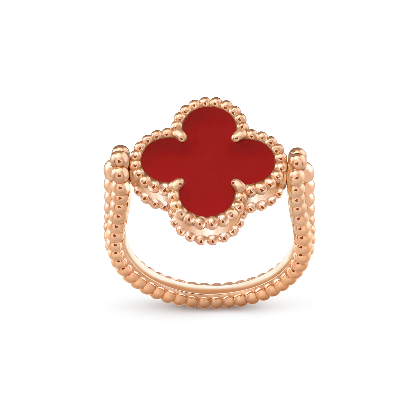 VCA rose gold ring Carnelian U-shaped Reversible ring Vintage Alhambra