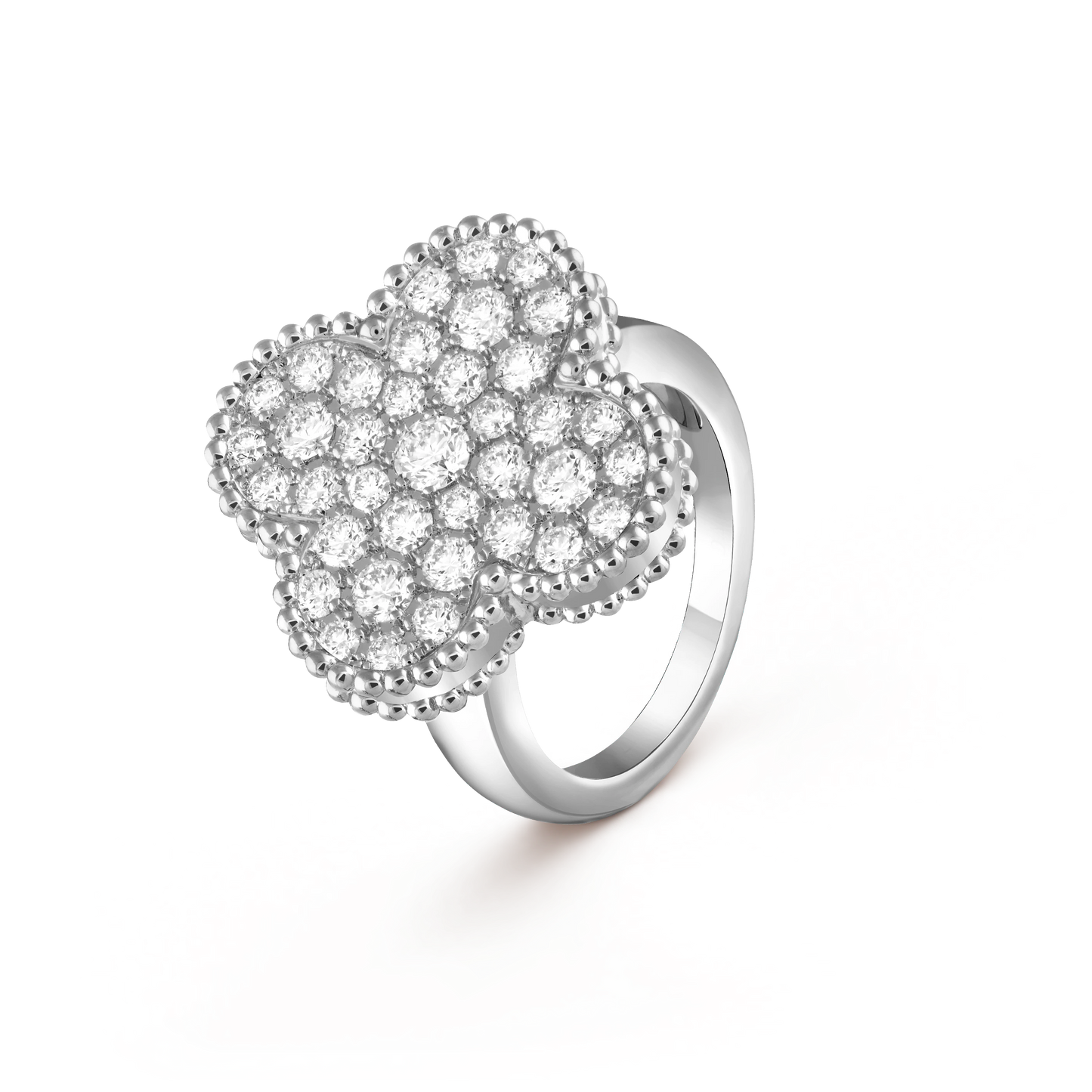 Van Cleef & Arpels platinum ring studded with diamonds Magic Alhambra