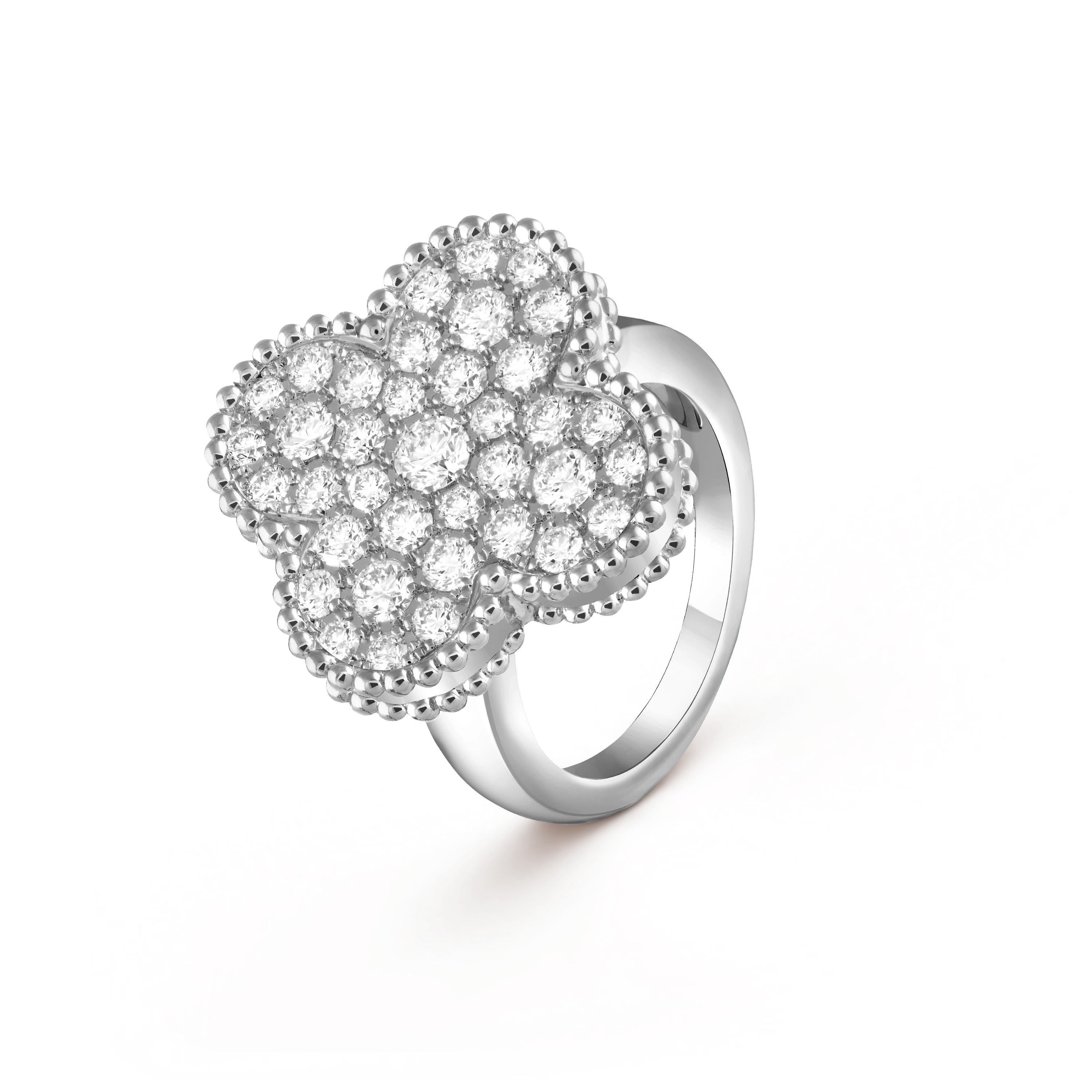 Van Cleef & Arpels platinum ring studded with diamonds Magic Alhambra