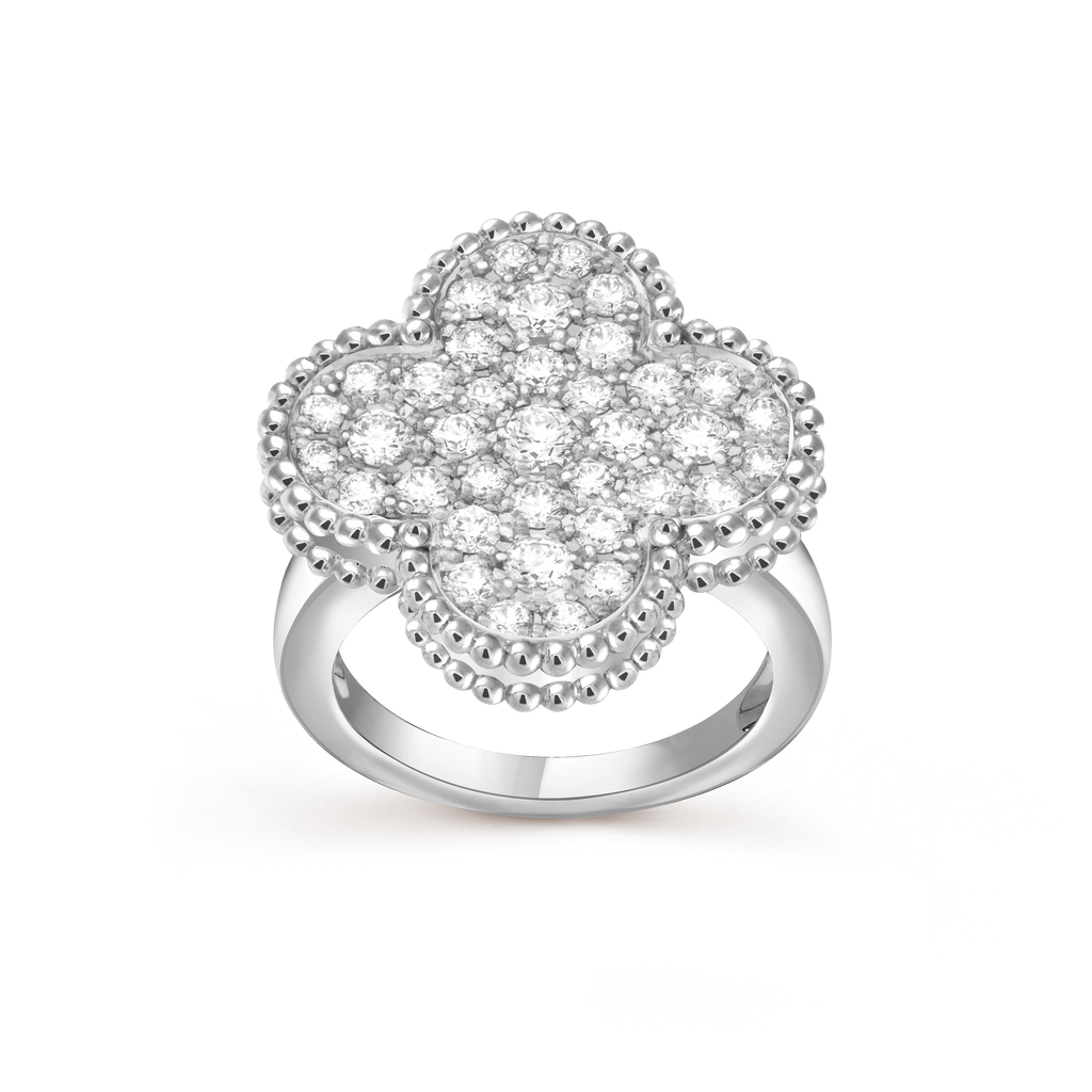 Van Cleef & Arpels platinum ring studded with diamonds Magic Alhambra