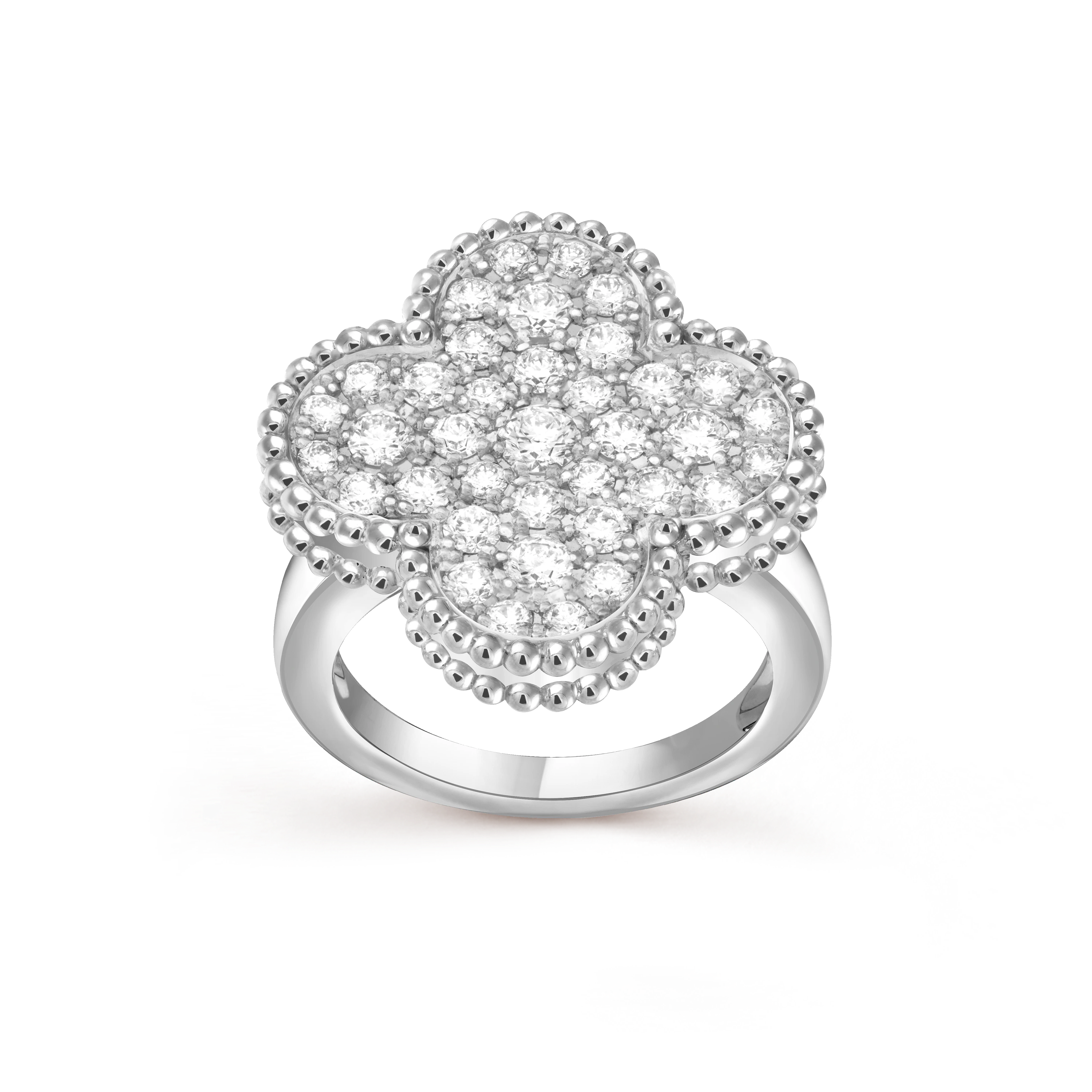 Van Cleef & Arpels platinum ring studded with diamonds Magic Alhambra