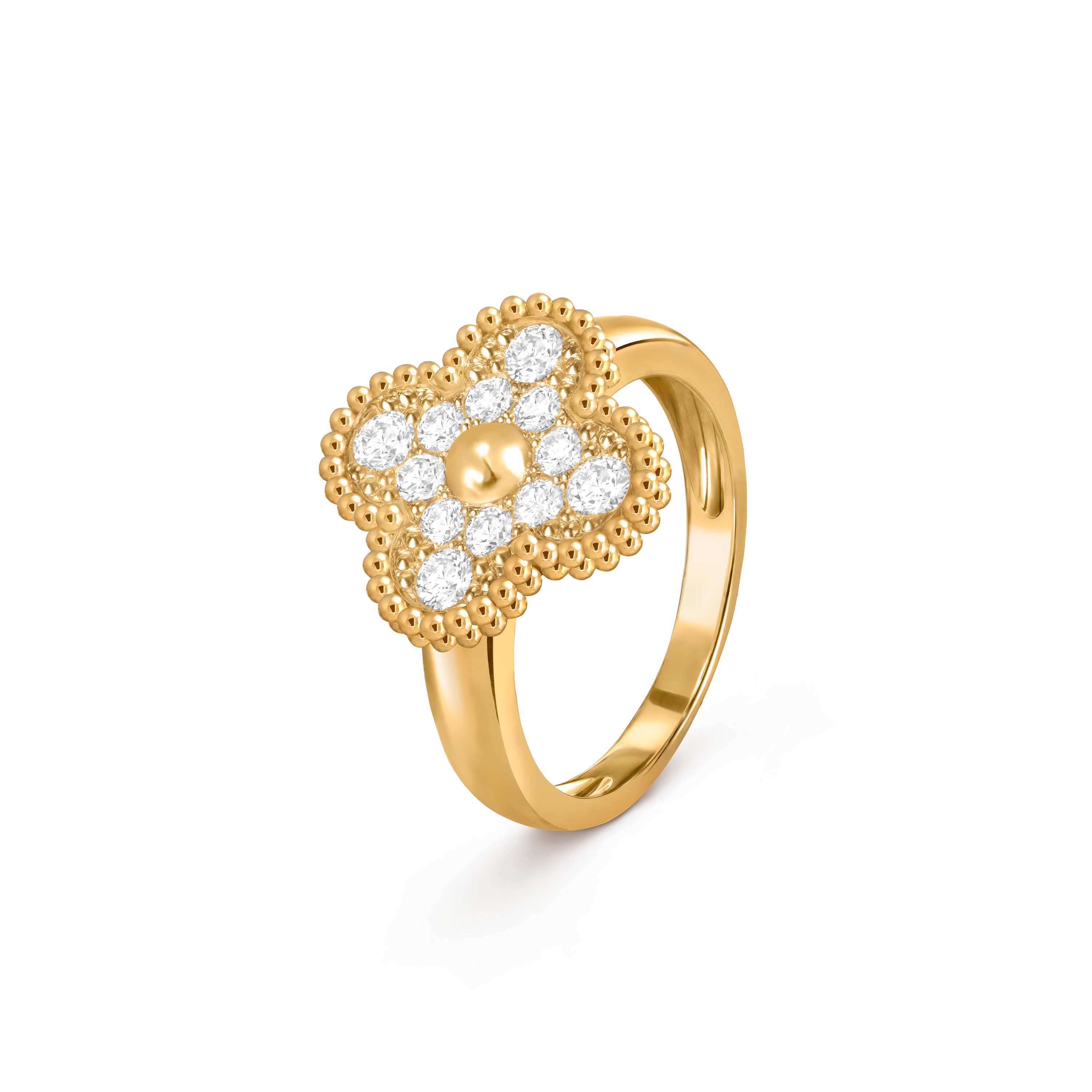 Van Cleef & Arpels gold ring surrounded by diamonds Vintage Alhambra