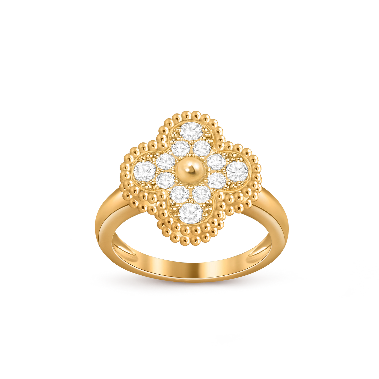 Van Cleef & Arpels gold ring surrounded by diamonds Vintage Alhambra