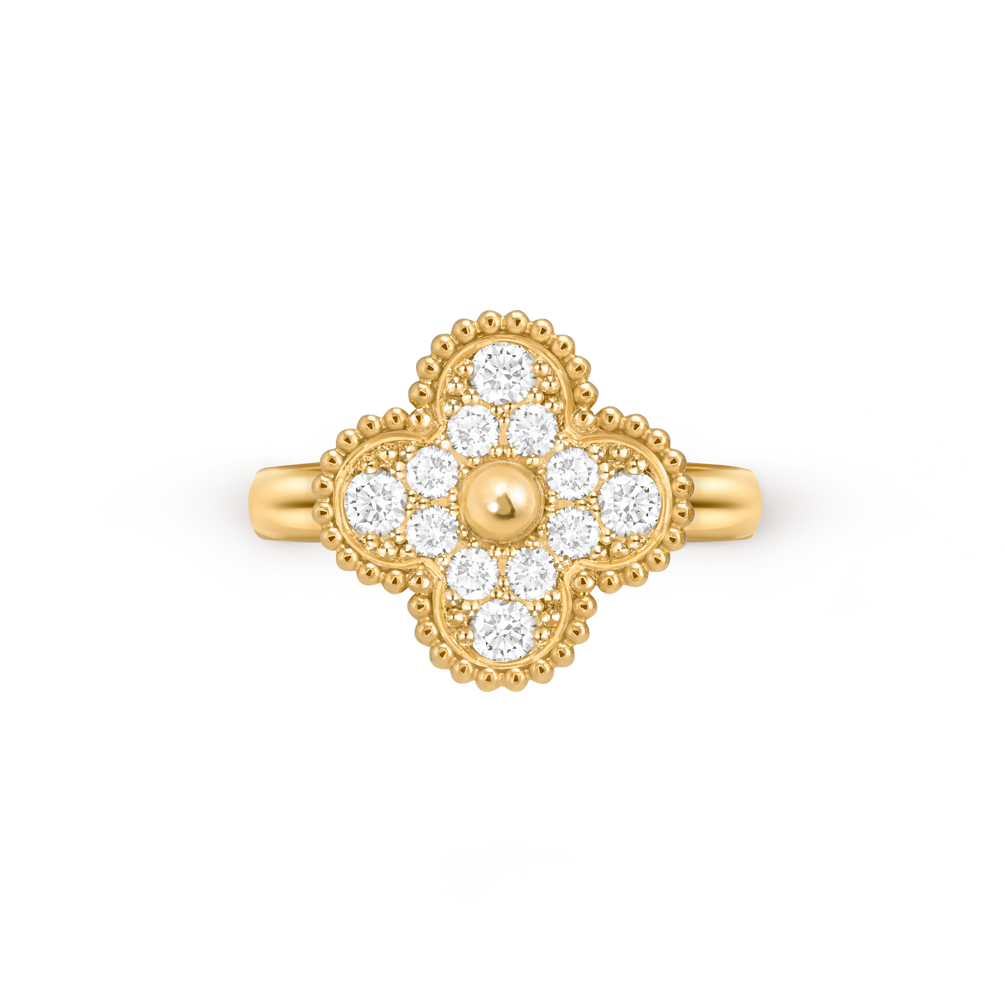 Van Cleef & Arpels gold ring surrounded by diamonds Vintage Alhambra