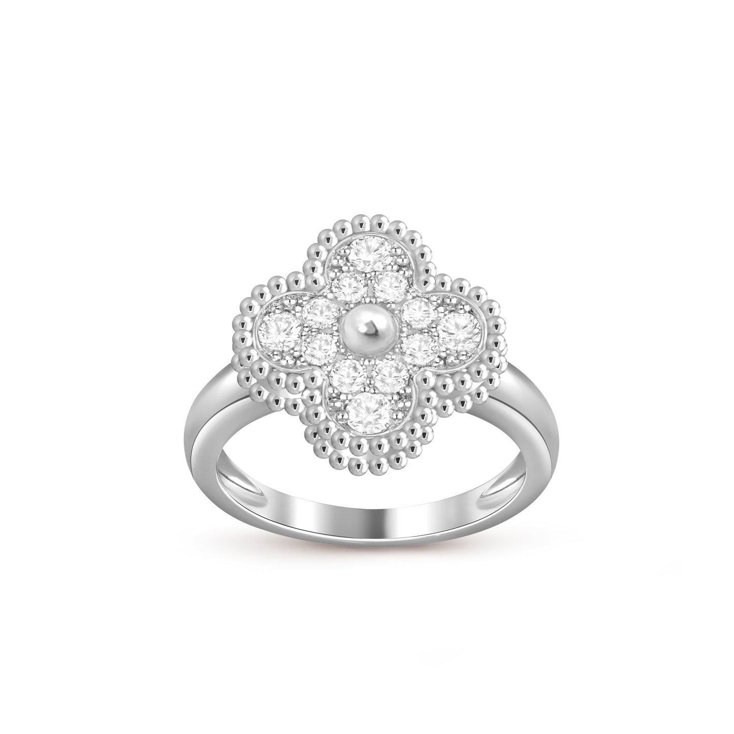 Van Cleef & Arpels white gold ring surrounded by diamonds Vintage Alhambra