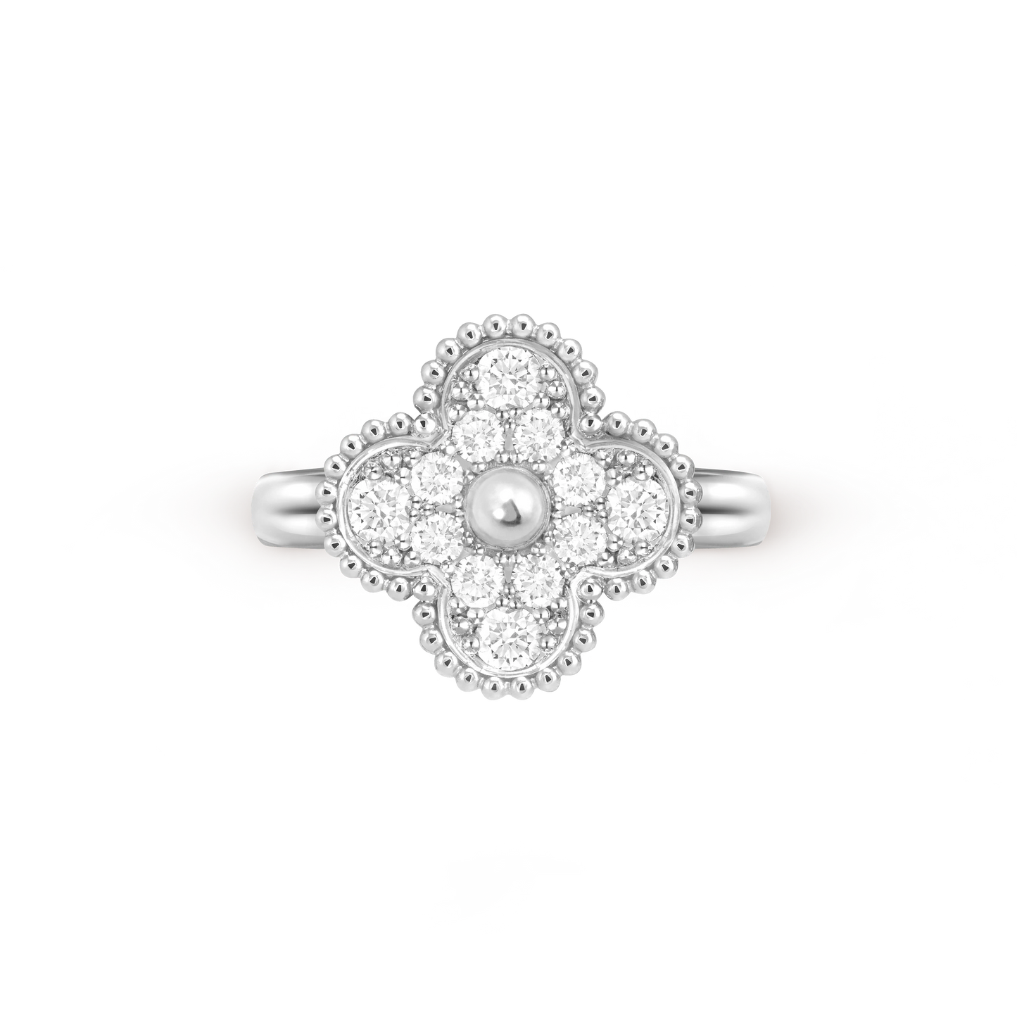 Van Cleef & Arpels white gold ring surrounded by diamonds Vintage Alhambra