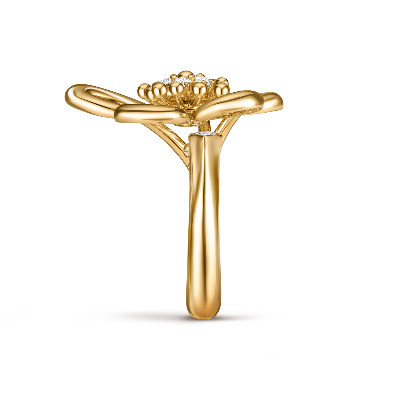 Van Cleef & Arpels gold open ring set with diamond Flowerlace