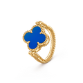 Van Cleef & Arpels Gold Reversible Ring Blue Agate Vintage Alhambra